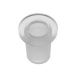Glasadapteren har en cylindrisk form og er fremstillet af klart glas med en glat overflade. Den har en tilslutningsåbning i den ene ende, der er 14 mm i diameter, og en anden åbning, der måler 18 mm. Adapterens kanter er præcise og skarpe, og den har en let buet struktur, der giver et elegant udtryk.