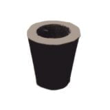 En gummiadapter i sort farve præsenteres med en diameter på 188 mm. Adapteren har en glat overflade med en let mat tekstur, der giver et solidt greb. Den har en symmetrisk form med en indvendig og udvendig kant, der tydeligt adskiller adapterens indre hul og ydre omkreds. Ingen synlige mærker eller symboler er til stede.
