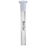 En sort bongadapter med en længde på 140 mm. Den har en glat overflade og er fremstillet af glas. Adapteren har to forbindelsesender: en SG-14 og en SG-18. Begge ender er cylindrisk formede og har en klar, præcis kant. Overfladen reflekterer lys og viser en fin, let glans.