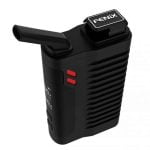 Fenix 2.0 vaporizer præsenterer en slank, sort enhed med en mat overflade og afrundede kanter. Den har et digitalt display med tydelige, hvide cifre og knapper i metal, der er let tilgængelige. Enheden har en fyldningsåbning i toppen, som er beskyttet af en lille hætte, og en ventilationsåbning på siden, der sikrer effektiv luftstrøm.