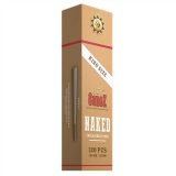 En pakke med 120 stk. flydende cones præsenterer sig i en række. Cones har en slank, kegleformet struktur med en glat overflade. Farven er en lys, gennemsigtig beige nuance, som giver en naturlig fremtoning. Hver cone har en lille åbning i toppen og en flad bund, der sikrer stabilitet. Emballagen viser et simpelt design med tekst og specifikationer i sort og hvidt.