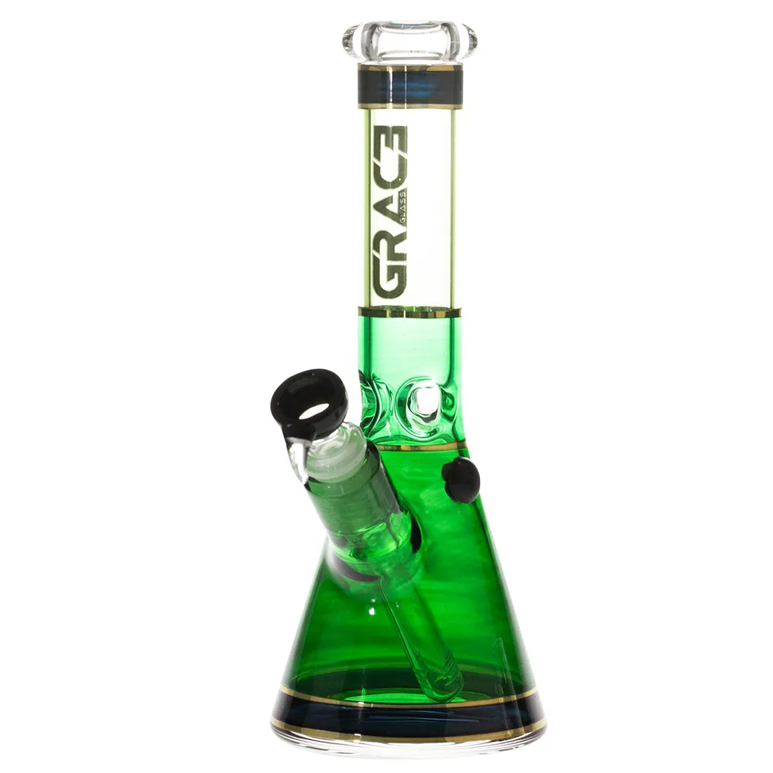 En grøn babybeaker i glas præsenterer sig med en cylindrisk form og glat overflade. Beakeren har en højde på 25 cm og en bred munding, der snævrer ind mod bunden. Den transparente grønne nuance skaber et friskt udtryk, mens den enkle design gør den let at håndtere. Ingen synlige ornamenter eller indgraveringer pryder overfladen.