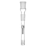 Heisenberg Matrix adapter i metal med en glat, sølvfarvet overflade. Den har en cylindrisk form med en bred åbning i den ene ende og en mindre åbning i den anden, hvilket skaber en kontrast i diameter. Adapterens overflade er præget af fine, ensartede linjer, der giver en teknisk og moderne æstetik. Der er tydelige skruegevind langs kanten.