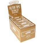 En åben Smokers Choice Value Pack Gold King Size Filtertips-boks afslører flere pakker. Den brune emballage har hvid "Filter Tips, 102 King Size, Value Pack" tekst, med en buet toplabel, der viser mærkenavnet.