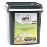 En transparent plastflaske med en kapacitet på 2500 ml indeholder en klar væske. Flaskens label er designet med grønne og blå nuancer, med teksten "Biotabs Silicium Flash" i store, tydelige bogstaver. Låget er skruelåg i hvid plast, og bunden er flad. Flaskens overflade har en glat tekstur uden synlige ridser eller mærker.