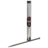 En sort titanium dabber med en længde på 102 mm præsenterer sig med en glat, mat overflade, der reflekterer lys subtilt. Den har en lang, slank form med en spids ende, ideel til præcist arbejde. Håndtaget er ergonomisk udformet og har en diskret struktur, der sikrer et godt greb. Materialet fremstår holdbart og let.