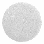 Et klart glasrist med en diameter på 40 mm præsenterer en perforeret overflade, hvor små, regelmæssige huller er arrangeret i et gittermønster. Ristens kanter er glatte og let buede, hvilket giver en elegant finish. Materialet ser robust ud med en let glans, der reflekterer lyset, og skaber en klar kontrast mod en neutral baggrund.