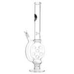 Glasbong fra Heisenberg i 58 cm højde, med klar ice-catcher og to showerhead percolatorer i stilrent design