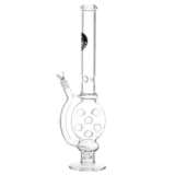Glasbong fra Heisenberg i 58 cm højde, med klar ice-catcher og to showerhead percolatorer i stilrent design