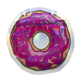 En klar, gennemsigtig mylarpose præsenteres, med en glat overflade og let reflekterende egenskaber. Posen har en oval form med en zip-lukning øverst. På forsiden er der farverige grafik i nuancer af pink, grøn og blå, der danner et mønster, samt tekst i sort skrifttype. Bunden af posen er flad, hvilket muliggør stabil opbevaring.