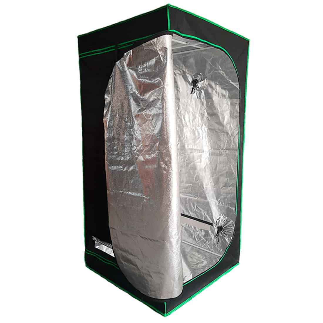 Et telt med en rektangulær form prydes af en blød, lysegrå farve. Teltets overflade har en let tekstur, hvilket giver det en varm og indbydende fremtoning. Der er synlige stikninger langs kanterne, som sikrer holdbarhed. Indgangspartiet har en lynlås med et praktisk håndtag, og teltet er designet til at rumme en komfortabel plads til leg.