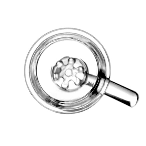 En skål i transparent glas med en glat overflade og en let buet form. Skålen har en dybde, der giver plads til indhold, og kanten er jævnt afrundet. Indvendigt prydes den af et subtilt, men mønsteragtigt design. Farven er klar, hvilket fremhæver eventuelt indhold. Bunden er flad og stabil, hvilket sikrer en god balance.