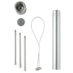 En resin extractor i transparent akryl med en cylindrisk form. Den har en glat overflade og er udstyret med en hældetudsformet åbning øverst. Nederst ses en lille, rund bund med en flad overflade. Farven er klar, hvilket giver mulighed for at se indholdet. Der er ingen synlige knapper eller symboler.