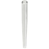 En gennemskinnelig jointrør af glas med en diameter på 80 mm præsenterer sig med en glat, blændende overflade. Røret har afrundede kanter og en ensartet tykkelse. Det er designet uden synlige mærker eller indgraveringer. Det klare glas giver en tydelig udsigt til indholdet og skaber et minimalistisk udtryk. Røret står stabilt, hvilket fremhæver dets funktionelle form.