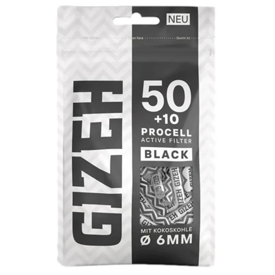 GIZEH - ProCell Active Filter Black (6 mm) 60 stk