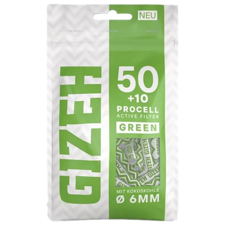 GIZEH - ProCell Active Filter Green (6 mm) 60 stk