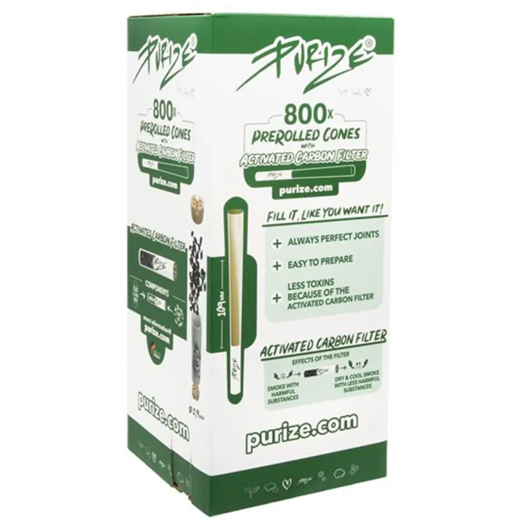 PURIZE - Unbleached King Size Activated Carbon Cones 800 stk