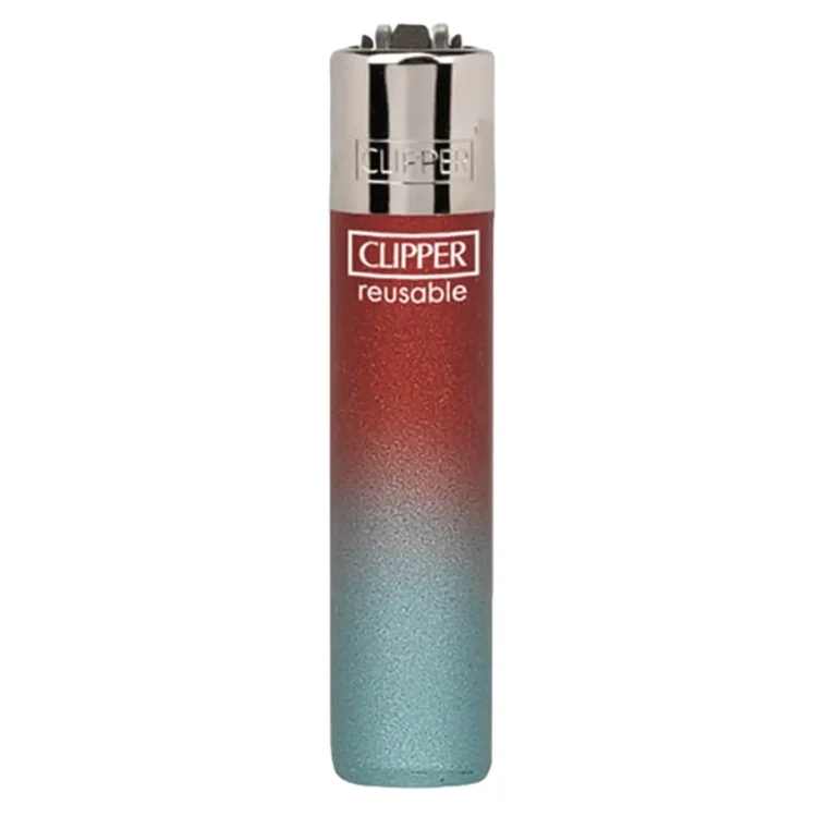 Clipper Lighter - Metallic Gradient Silver & Red
