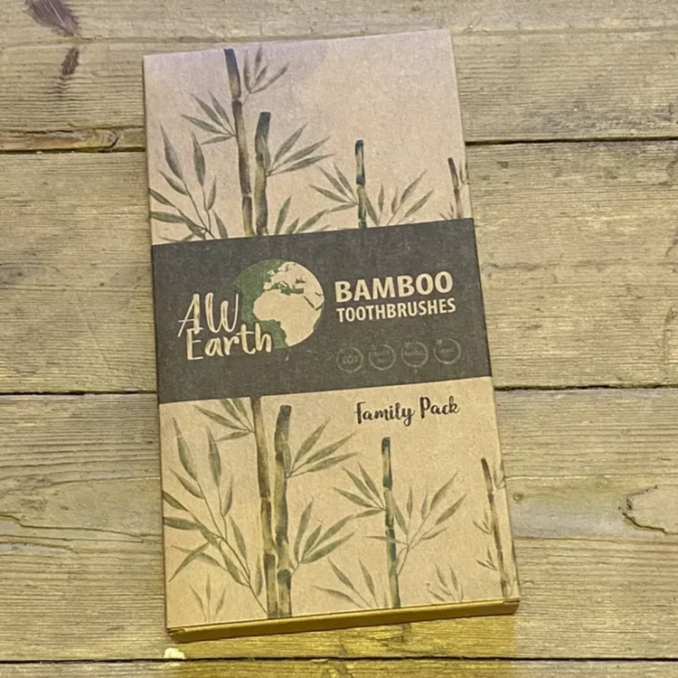 AW-Earth - Bambus Tandbørste Familie Pakke 4 stk (Udgået)