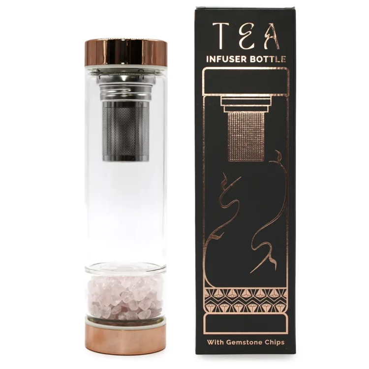 Crystal Glass - Tea Infuser Bottle Rose Quartz