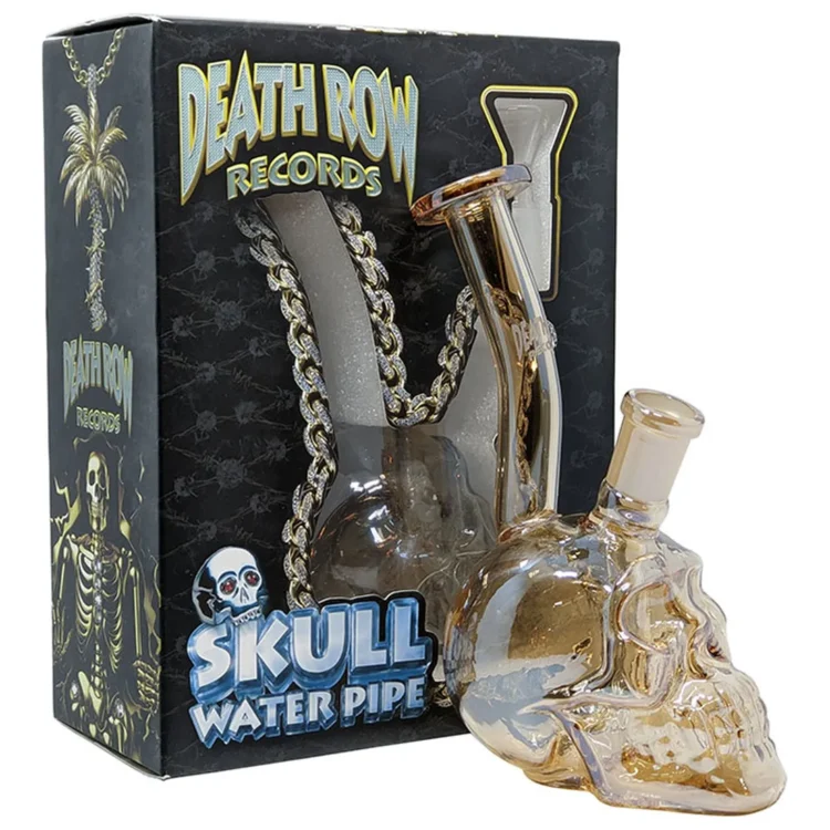 Death Row Records - Metallic Skull Water Bong Gold 14 cm