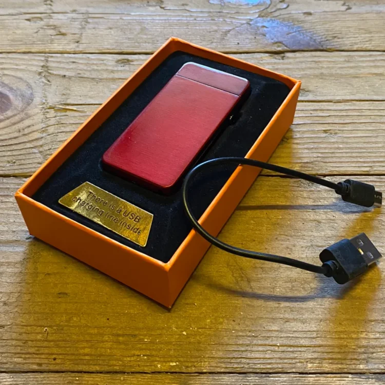 Double Arc Plain Red Lighter m. Mini USB (Udgået)