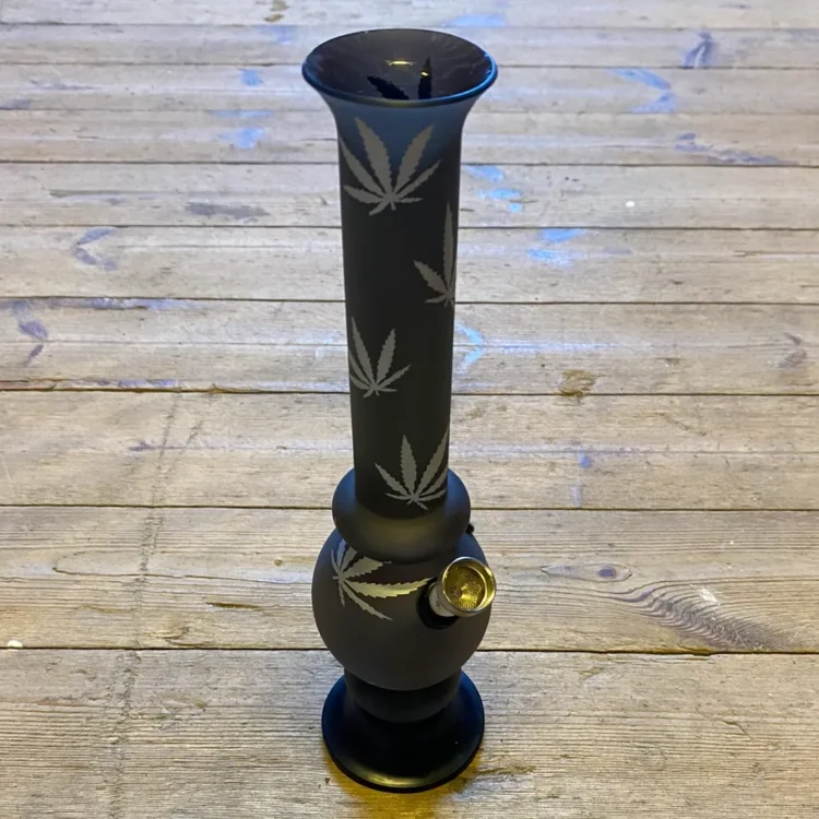 Honeypuff – Leafy Sort Akryl Bong 26 cm (Udgået)