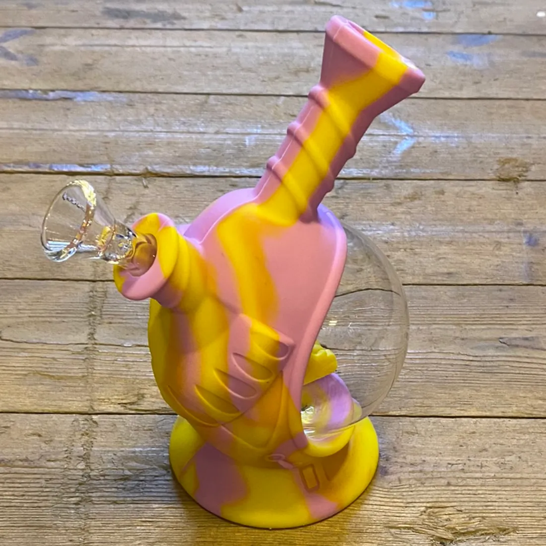 Pink/Yellow Astronaut Glas & Silikone Bong 17,5 cm (Udgået)