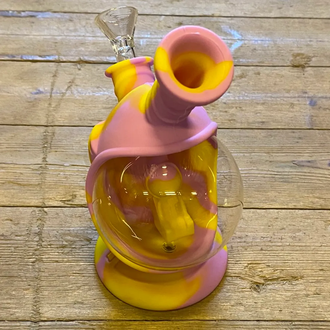 Pink/Yellow Astronaut Glas & Silikone Bong 17,5 cm (Udgået)