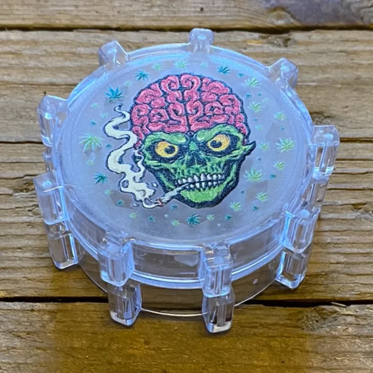 Weed – Brain Skull Akryl Magnet Grinder Ø65 (NY)