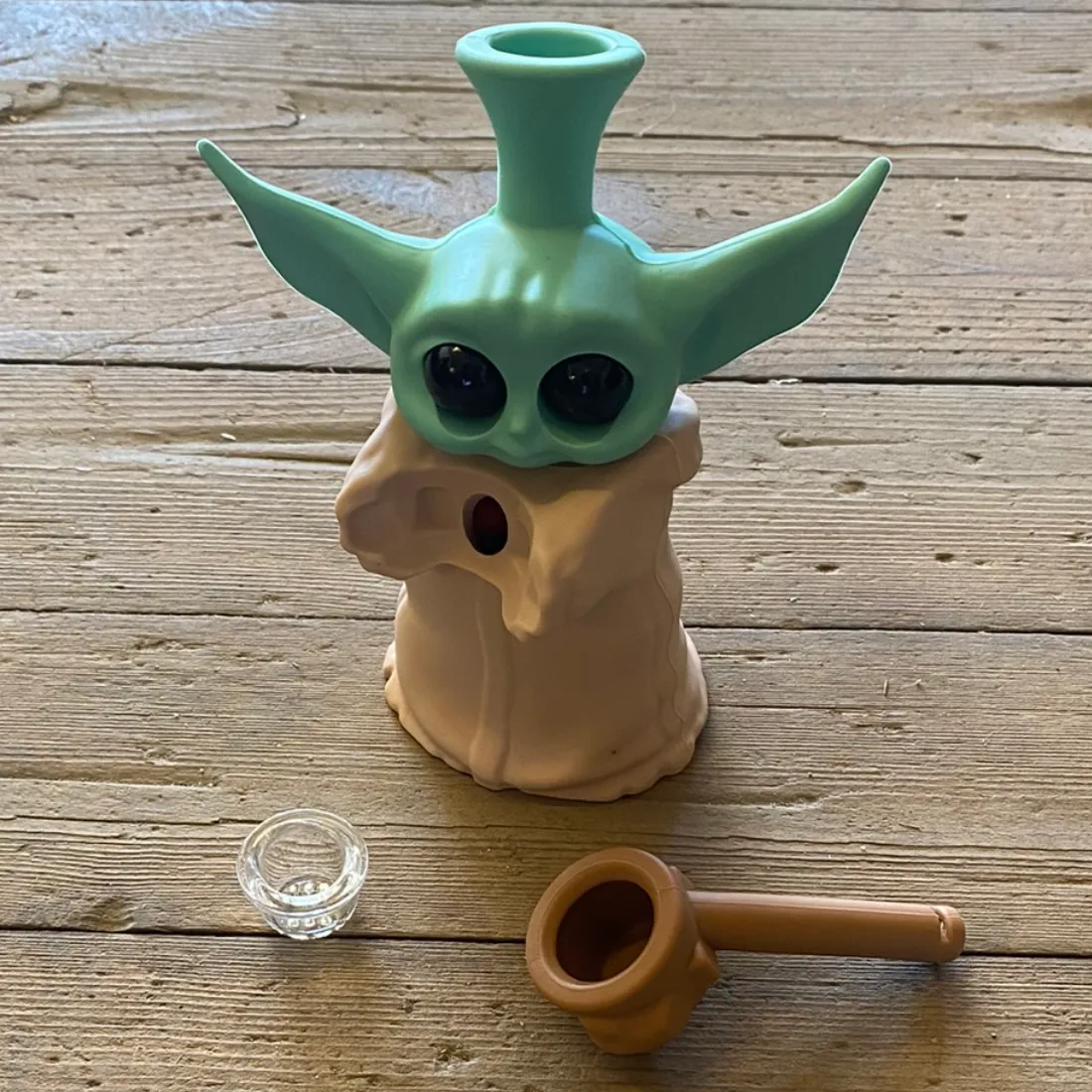 Grogu Silikone Bong Beige 15 cm (Udgået)