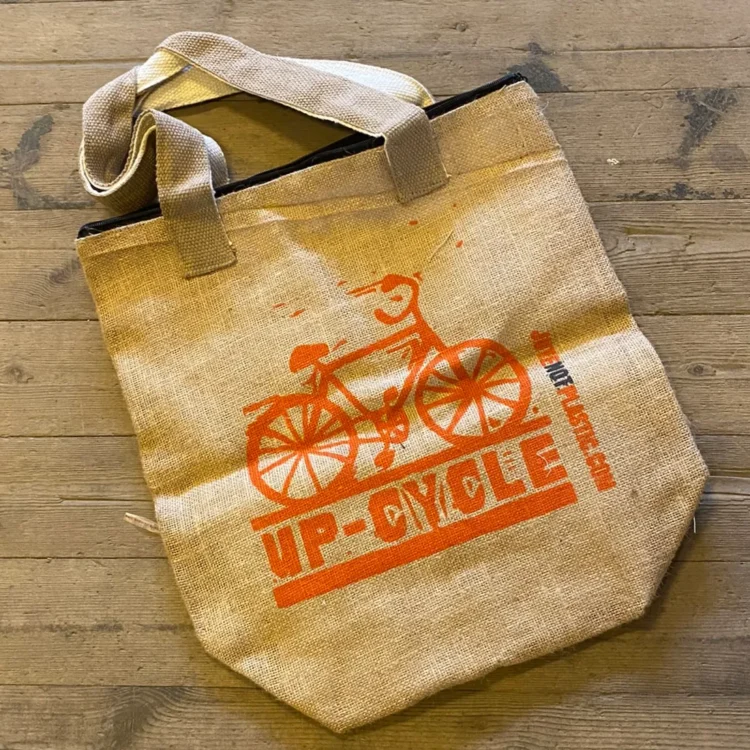 Øko Jute Bag m. Lynlås Orange 40x40 cm (Udgået)