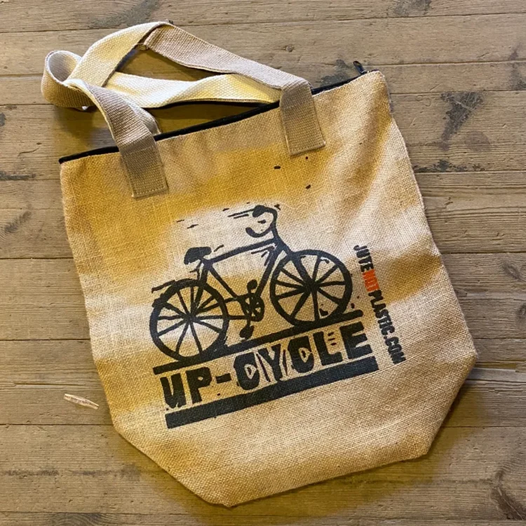 Økologisk Jute Bag m. Lynlås Sort 40x40 cm (Udgået)