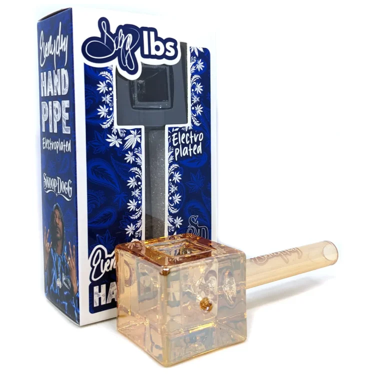 Dogg Lbs - Everyday Electro Plated Cube Hand Pipe Gold 102 mm