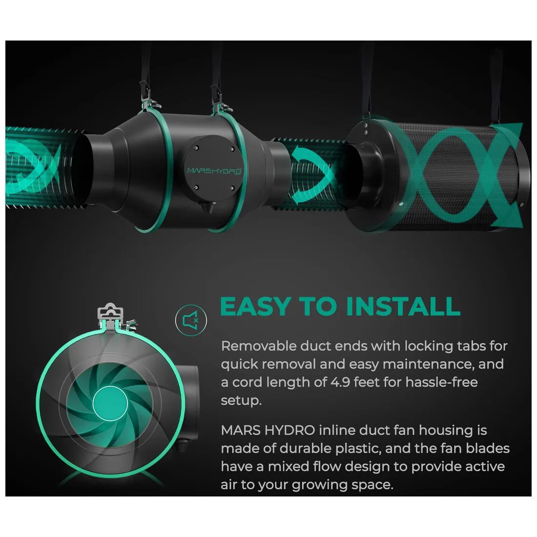 Mars Hydro - Inline Fan + Refillable Carbon Filter + Fan Controller Kit 150mm @ 683 m³/t - Billede 4