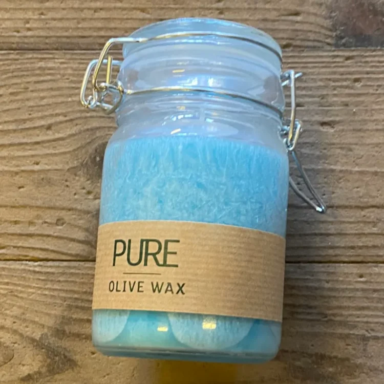 Pure Olive Wax Jar Candle Turquoise 120x70 cm (Udgået)