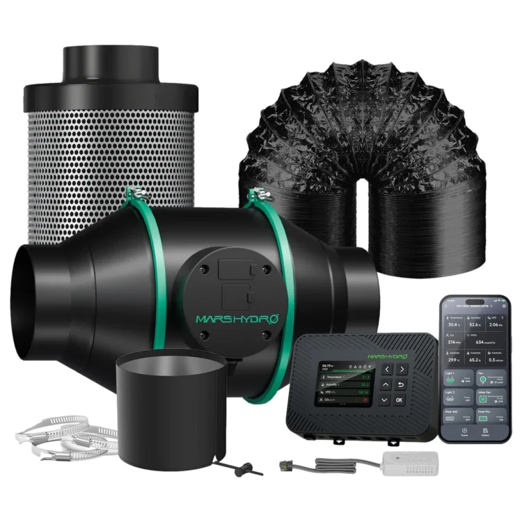 Mars Hydro - iFresh Control + Inline Fan + Refillable Carbon Filter Kit 100mm @ 348 m³/t