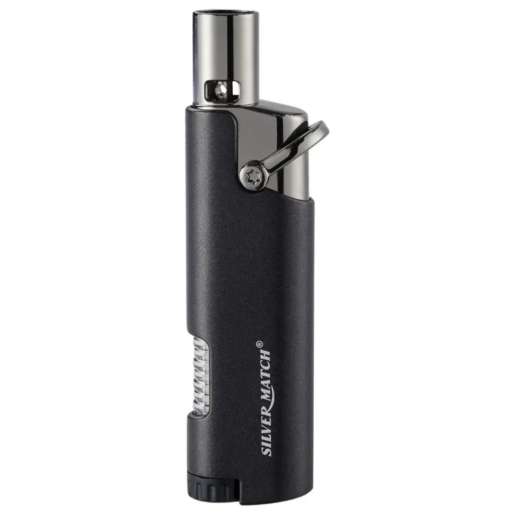 Silver Match - Single Black Jetflame Lighter