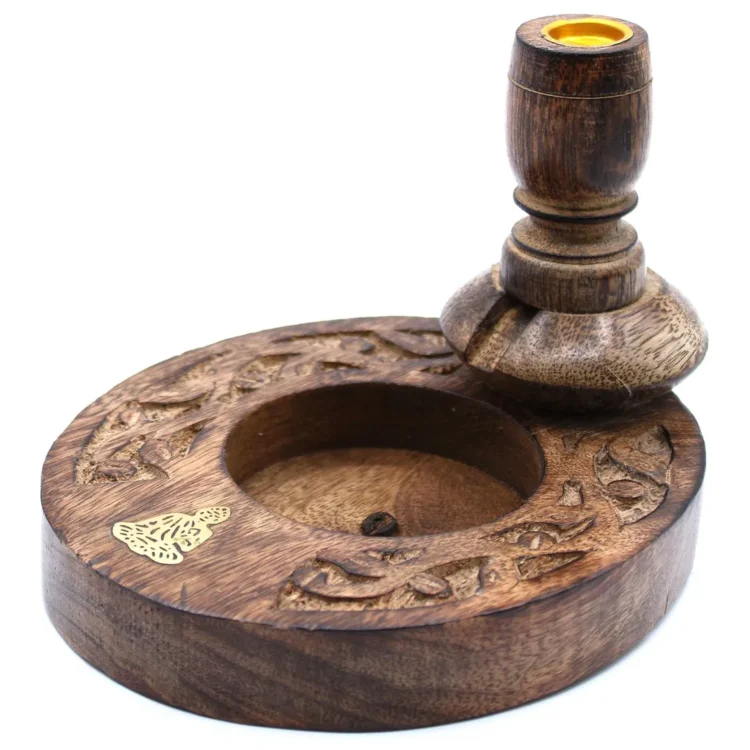 WBF - Mango Wood Backflow Burner Brass Buddha