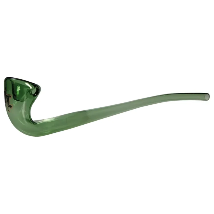 Black Leaf Gandalf Smoking Pipe Green 300 mm i blankt glas med højt hoved og et langt, let buet mundstykke.