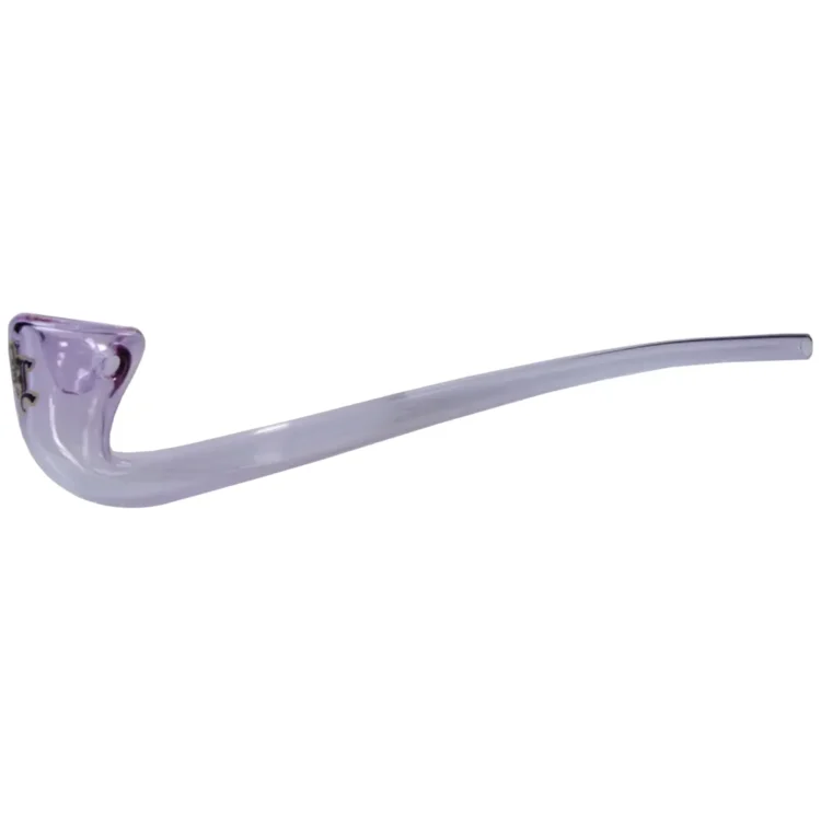 Black Leaf Gandalf Smoking Pipe Purple 300 mm i blankt glas med et langt, let buet rør og et opadvendt hoved.