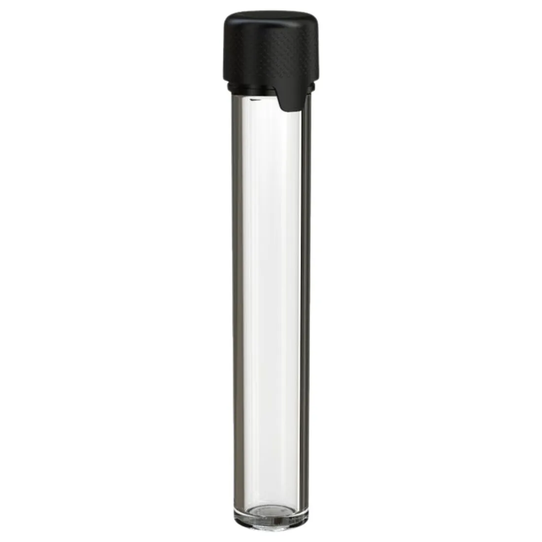 Chubby Gorilla Aviator CR Pre-Roll Tube Clear/Black 115 mm med afrundet bundkant og en bred tap, der går ned fra låget.