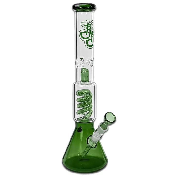 Jelly Joker Trip Percolator Green Bong 45 cm med klar glashals og grøn bund. En grøn glasspiral sidder i midterkammeret.